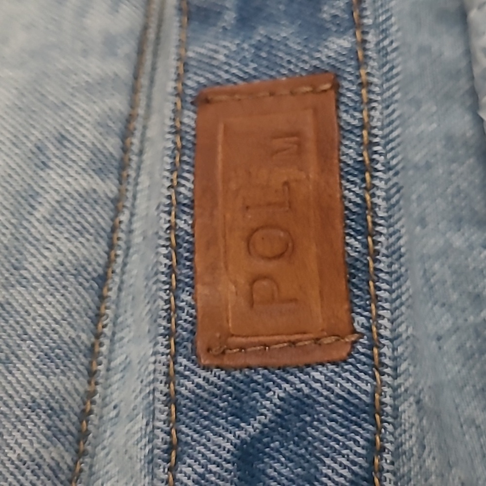 POL Light Blue Distressed Jean Jacket With Side Tie Up. Sz M. NWOT *Callout - Picture 7 of 8